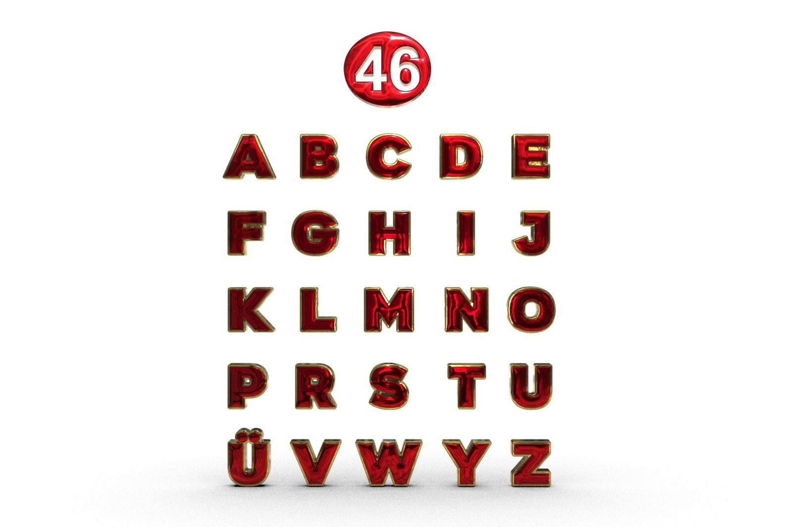 Kırmızı-gold harfler 46 numara