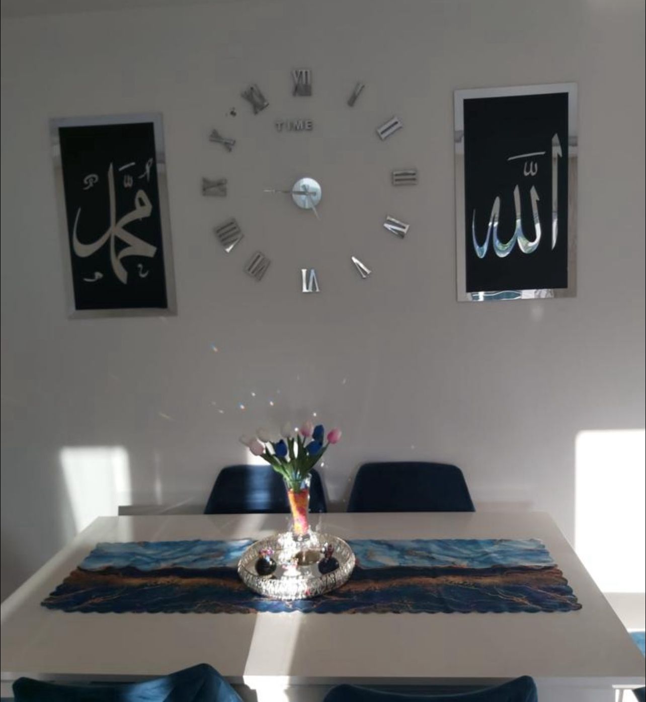 Allah Muhammet 3'lü Siyaha Gümüş Takım