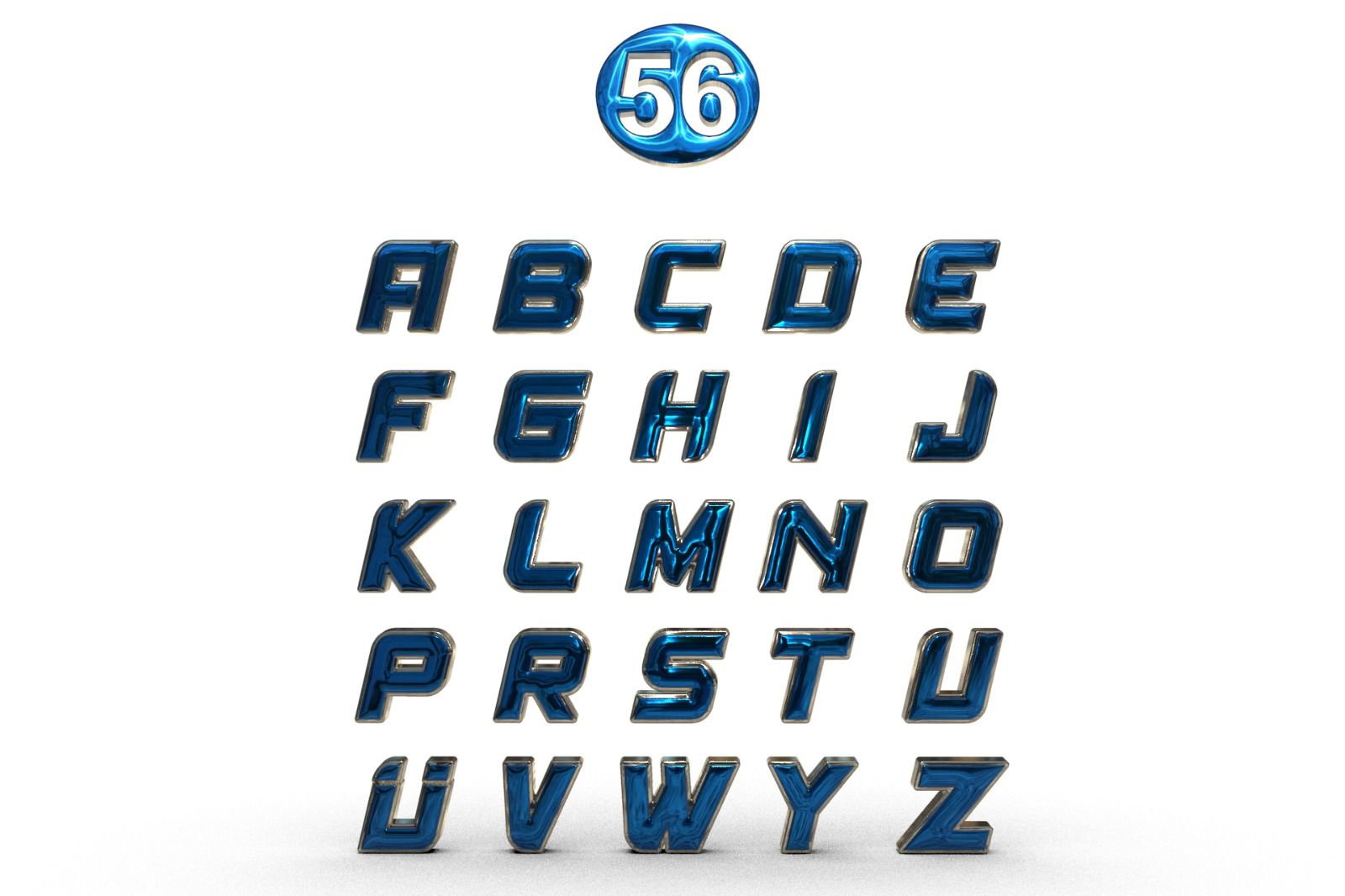 Mavi-gümüş harfler 56 numara
