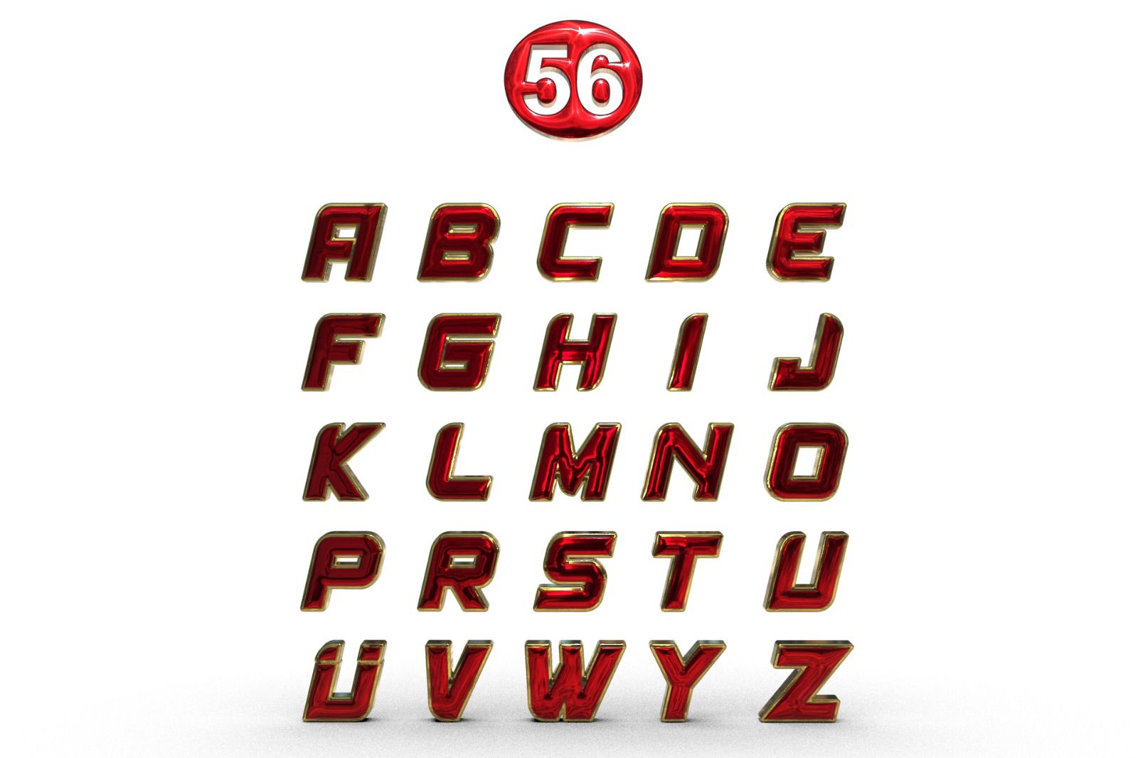 Kırmızı-gold harfler 56 numara