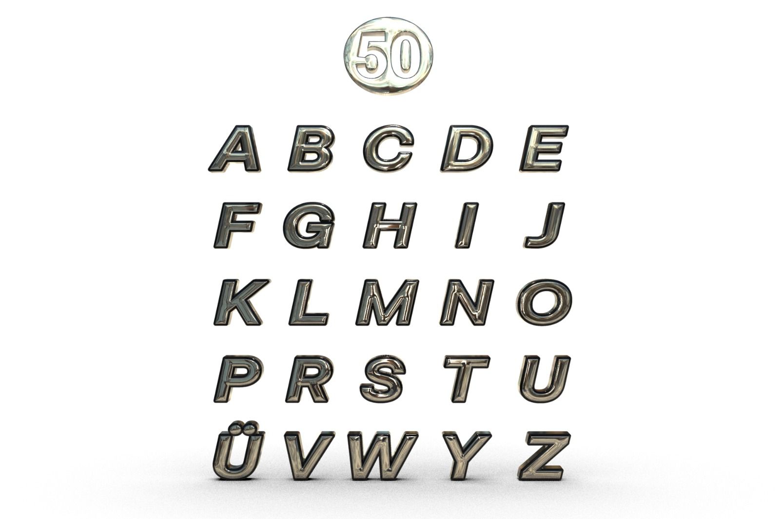 Gümüş-siyah harfler 50 numara