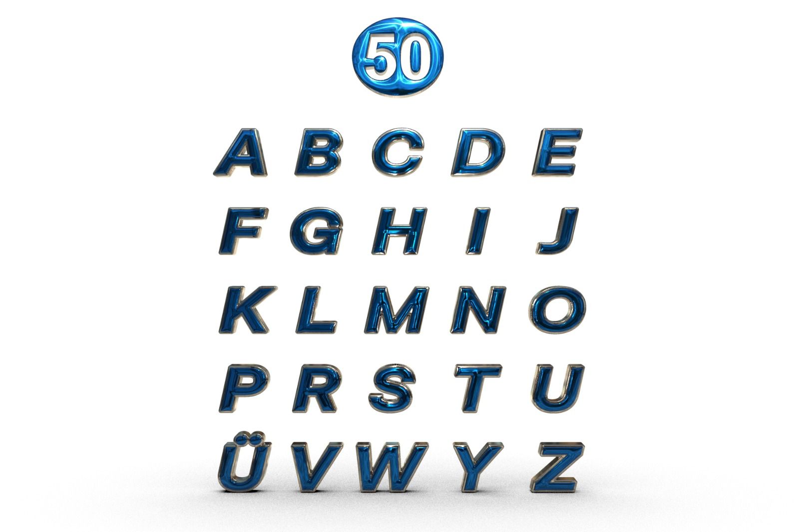 Mavi-gümüş harfler 50 numara