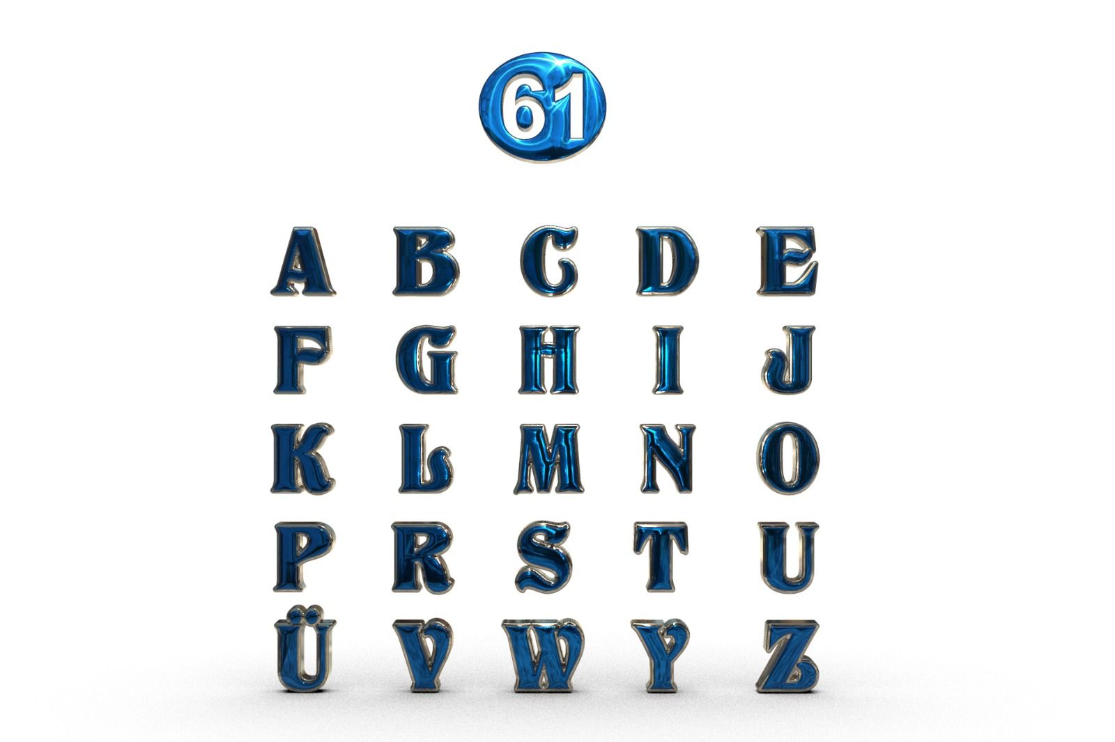 Mavi-gümüş harfler 61 numara