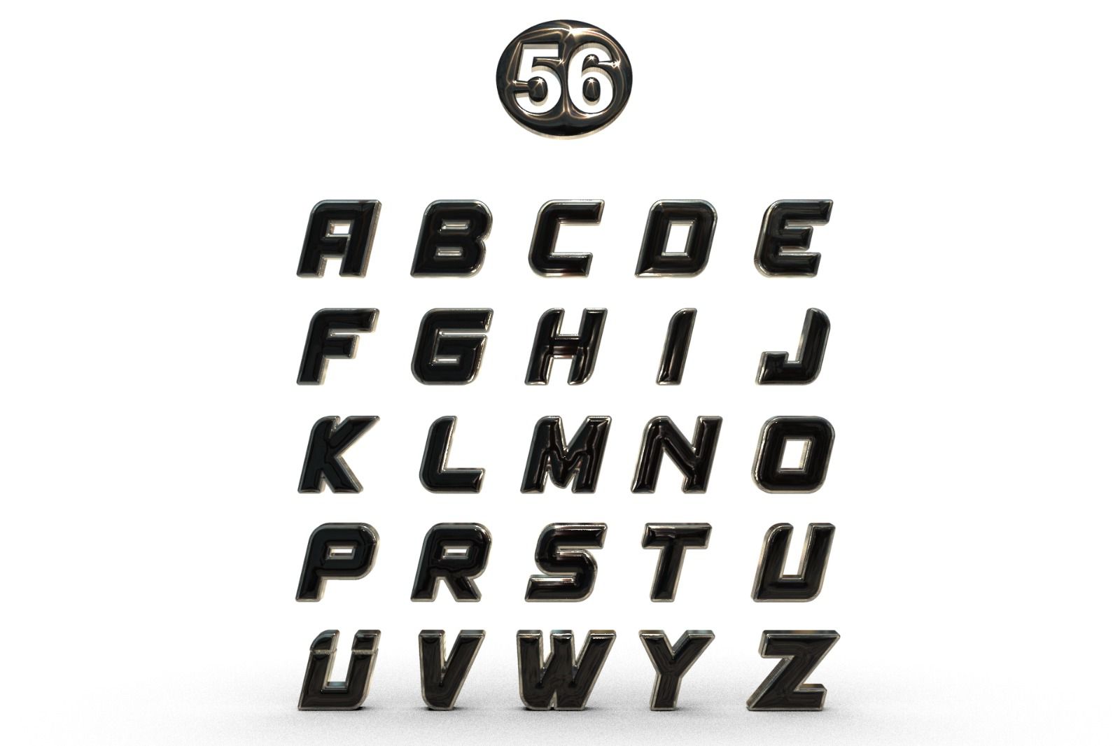 Siyah-gümüş harfler 56 numara